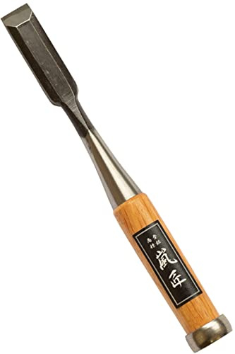RANSHOU Cincel japonés de 18 mm, cincel de mortaja Oire Nomi, cincel de madera de calidad para carpintería, mango de roble rojo japonés, fabricado en Japón