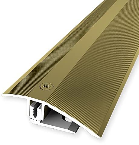 PROVISTON | Profilo di compensazione flessibile | Profilo parquet | Larghezza: 51 mm | Compensazione in altezza: 7-23 mm | Lunghezza: 1000 mm | Profilo in alluminio | Oro | 1 pezzo