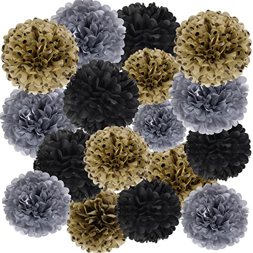 Easy Joy 15 Stück Braun-Rosegold Seidenpapier Pompons Deko Warmes Thema Tischdeko Hochzeit für Hochzeitsdeko Bride Beburtstag Gartenparty Babyparty Deko