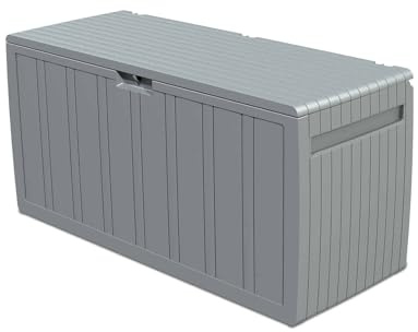 Gardiun Baúl de Almacenaje Fabricado en Resina Top 117x45,5x57,50 cm 270L Montaje en Clic con Sistema de Cierre en Color Gris
