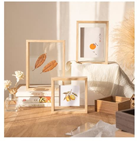 FASHION YO Photo Frame Beech Wood Picture Frames for Desk Double Sided Decor Family Friends Gifts 4x6 8x6 7x5 Portrait & Landscape (Nature Wood 8x6（15.2 * 20.3CM）)