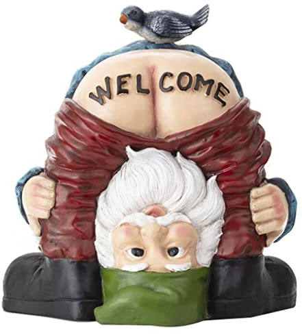 Garden Gnomes Statue Ornements De Jardin Drôle Nain Nain Butf Bare Welcome Sign Sculpture Resin Miniature Elf Ornement Decoration pour Garden Yard Lawn