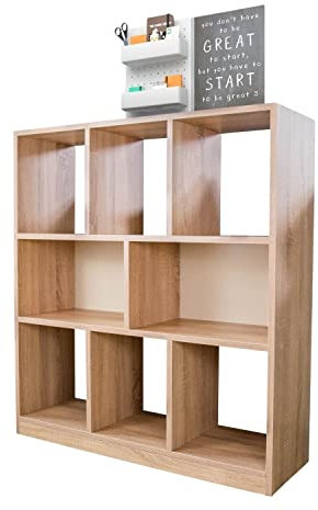 Coemo Raumteiler Split Bücherregal Sonoma Eiche Büroregal 3 Etagen Würfelregal mit 8 Fächern, Standregal, Aktenregal 100x30x106cm