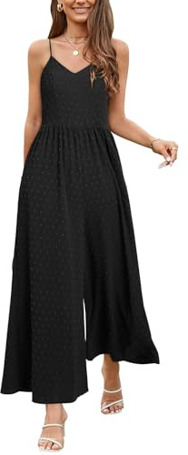 LAISHEN Jumpsuit for Women UK Playsuits Wide Leg Dressy Pants Overall Ladies Summer Casual Dungarees Romper with Pockets