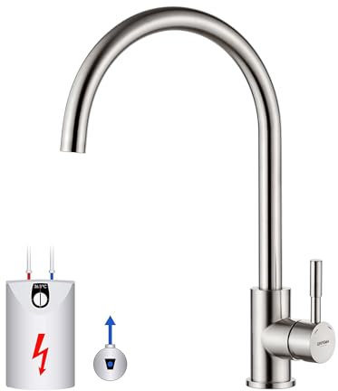 GRIFEMA Irismart G4008-98 - Rubinetto da cucina a bassa pressione, miscelatore per lavello a risparmio energetico, in acciaio inox