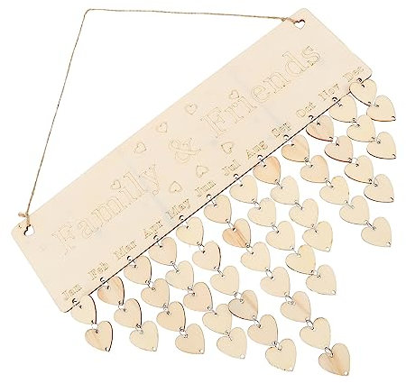 NUOBESTY Holzkalender Diy-kalenderanhänger Aus Holz Zum Aufhängen Für Geburtstage Und Familienereignisse Wanddekor Tafel Mit Seil Für Erinnerungen