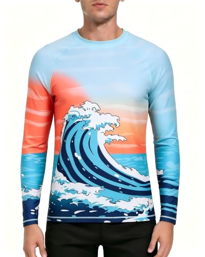 VAYAGER Herren Schwimmshirts UPF 50+ Rashguard Langarm Schnelltrocknendes T-Shirt Locker sitzendes Wasser Angeln UV-Schutzshirts