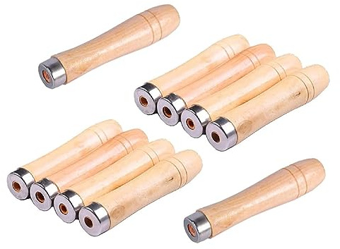 LATRAT Lot de 10 poignées de brouette, manche en bois, longueur 9 cm, trou de 4 mm, pour limes, râper et burins