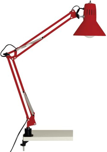 Lightbox praktische Schreibtischlampe - Basic Klemmleuchte mit schwenkbarem Kopf und Gelenk & Schalter - E27, max. 40 W - aus Metall - in Rot