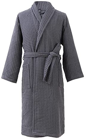 Chnnamzu Bademantel Flauschig -Waffelpique Bademantel Frottee Damen - Bademantel Sauna Damen - Lang Morgenmantel - Damen Lang Hausmantel - Saunakilt Langarm Badeponcho
