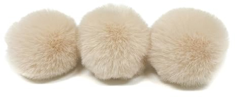 20 STK 4cm Pompons Kunstfell Kaninchenfell Fellbommel,Kunstpelz Pom Pom Ball Plüschbälle Bommeln für DIY Handwerk Mützen Anhänger Dekoration Damen Mädchen Taschenanhänger Schlüsselanhänger,Beige