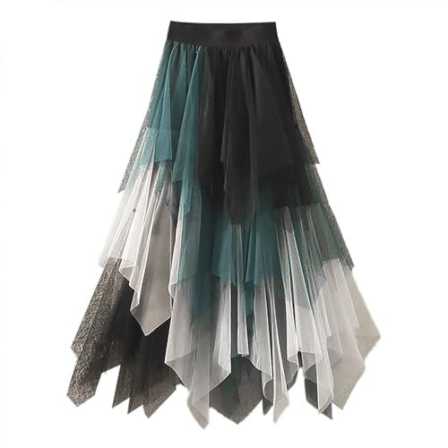 Rpporm Damen Midirock Midi Kleid Tutu Rock Lang Tüllrock Fasching Kostüm 90Er Fee Tuell Kleid Midi Tuetue Sommerkleid Rockabilly Kleid High Waist Sommer Knielang