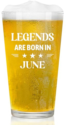 Joymaking Beer Glass Birthday Gifts for Men - Legends are Born in June, Gifts for Men Birthday Present, Mens Birthday Gifts, Gifts for Him Who Has Everything, Gifts for Men Birthday Unique 15oz