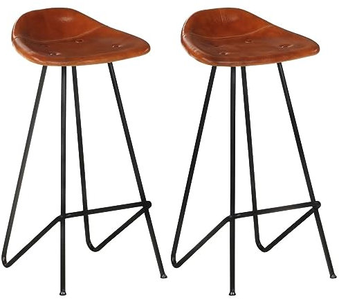 Gecheer 2X Barhocker Barstuhl Tresenhocker Küchenhocker Bistrohocker Thekenstühle Thekenhocker Tresenstuhl Thekenstuhl Bar Stuhl Hocker Bistrostuhl 45 x 39 x 83 cm,Braun Echtleder
