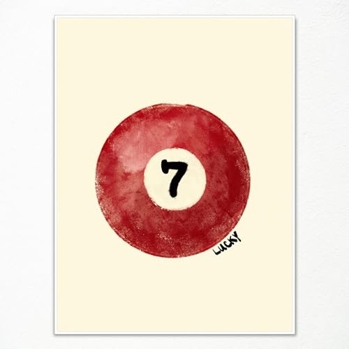 Xianyojafa Poster mit 7 Billardkugeln, trendig, Glückszahl 7, Billardball, Leinwand, Wandkunst, Poolspiel-Bilder für Jungen-Schlafzimmer, 30,5 x 40,6 cm, ungerahmt