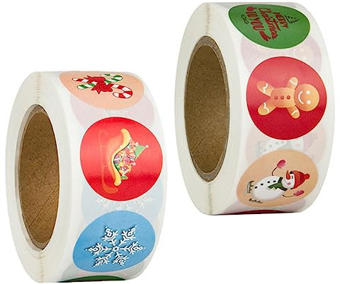 Operitacx 2rollen Weihnachten Geschenkaufkleber Selbstklebend Bastelklebeband Etikettenaufkleber Mit Kreativem Motiv Für Feier Dekoration Verschiedenen Oberflächen