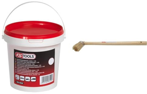 Ks Tools 100.4025 Seau De Graisse À Pneu Blanche - 1Kg & BGS 4803 | Pinceau rond pour graisse crême de montage de pneus