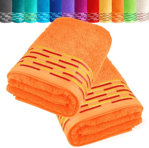 Lashuma Frottee Duschtücher 70x140 cm, Lugano 2er Handtücher Set Orange