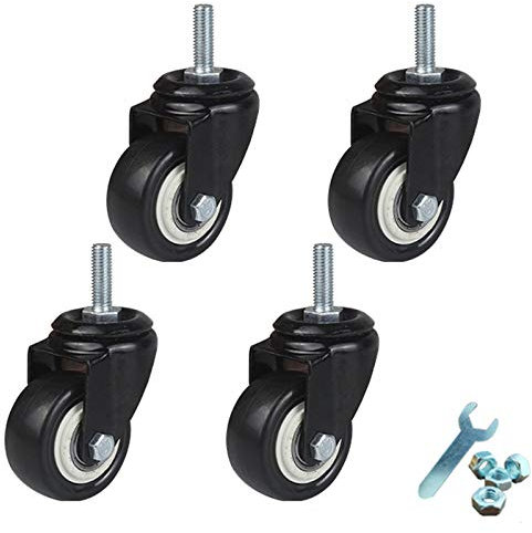 Schwerlastrollen Räder Trolley Möbelrolle 60 mm Ersatz-Lenkrollen Polyurethan-Doppellagerräder, Tragfähigkeit 160 kg, M12 x 30 mm Vorbau, 4 Stück (Bremse) (Universal)