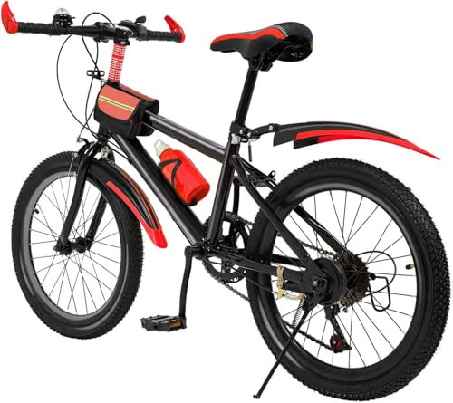 20 Zoll Mountainbike, 7-Gang Fahrrad mit Vollfederung, Scheibenbremse, Gießkannenhalter, Höhenverstellbar Fully Fahrräder für Jungen, Mädchen, Damen & Herren