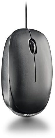 NGS Flame-C | Mouse ottico a filo, connessione USB, 100 dpi, installazione Plug and Play, ambidestro, rotella di scorrimento + 2 pulsanti, linee ergonomiche, colore nero