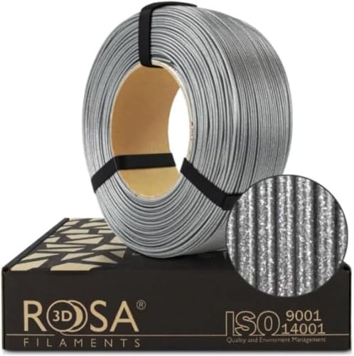 ROSA3D PETG Filament 1.75 mm für 3D Drucker, PETG Glitzer Brillant Silber, Refill Filament 1kg