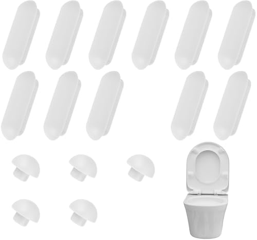 QEXUJOW Abattants WC Tampon de couvercle de siège de toilette, joint de siège de toilette (12 pièces de coussinets de siège de toilette blancs + 6 pièces de coussinets supérieurs)