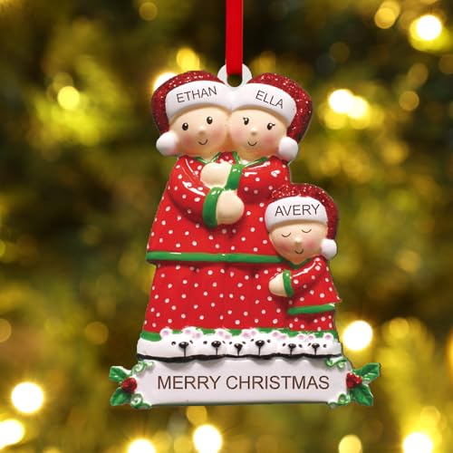 Kaululu Personalisierte Weihnachtsbaum Anhänger mit Namen Indoor Outdoor hölzerne Christbaumschmuck Dekoration Familie (C)