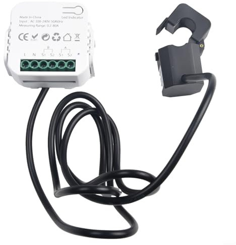 ZYNCUE Energiemonitor für Zigbee Remote Smart Meter Energiemonitor, für Tuya für Zigbee Hub mit 2 Klemmen Ct Smart Home Energiemonitor (1 Kanal)