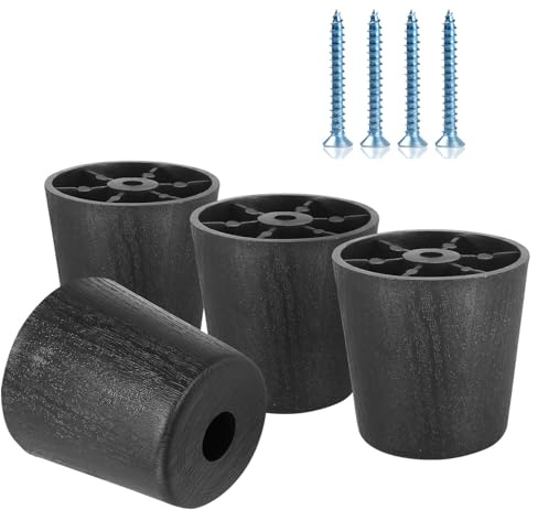Panexf Möbelben, runda, 4 stycken fötter för möbler Ø 40/50 x H 50 mm, möbelfötter, svarta, skåpfötter, möbeltassar med 4 stycken skruvar
