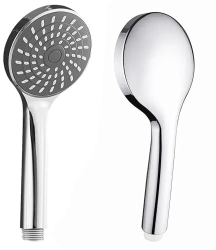 Alcachofa de Ducha, Cabezal de Ducha de Mano con Boquilla de Silicona Antiatascos, Cabezal de Ducha Cromado de Universal con Ahorro de Agua, Ideal para Ducha para Baño (Ø9.5 cm de Diámetro)