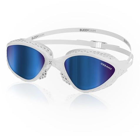 BUDDYSWIM Occhiali da nuoto OzeanX, antiappannamento con lenti panoramiche. Protezione UV400. Vestibilità idrodinamica Per nuotare in piscina e nel mare. Occhialini nuoto uomo e donna per acque libere