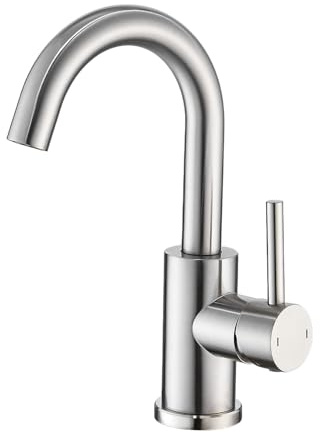 ZYNUHMO Wasserhahn Bad,Badarmatur,360°drehbar,Einhebelmischer,Edelstahl Waschbeckenarmatur Gebürstet