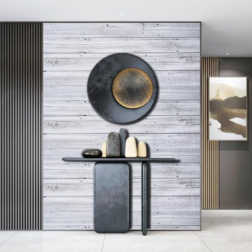 Klebefolie Möbel Graues Weißes Holz Möbelfolie Wasserdicht Selbstklebende Tapete Schlafzimmer Wandverkleidung for Living Room Mustertapete Dekorative Wallpaper Self Adhesive 1P (45x100 cm)