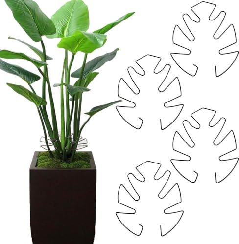 Pflanzenstütze 4er Set Für Monstera Rankhilfe, Mit Einzigartigem Blattdesign Für Zimmerpflanzen, Rankhilfe Monstera, Pflanzen Stütze, Vielfältige Stängelstütze, Dekorative Unterstützung (Schwarz)