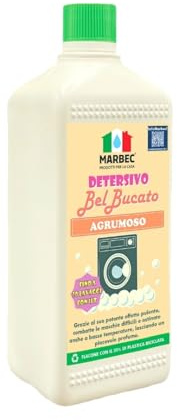 MARBEC DETERSIVO BelBucato Agrumoso 1LT Detergente liquido per il bucato dal profumo fresco e agrumato. Elimina le macchie più ostinate anche a basse temperature