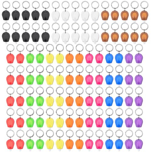 RaySoar 100 Pack Ultra Bright Mini LED Keychain Flashlight, Small Key Ring Flashlight, LED Keychain Light for Outdoor Activities Emergency Light - 10 - Colored Shell