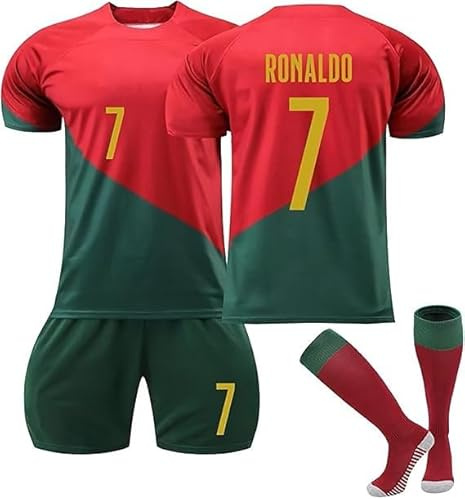 BOSSETY Trikot für Kinder und Erwachsene No.7 Fußball Trikot Heim/Auswärtstrikot Nr.7 Fussball Trikots Football 3-in-1 Jersey Fußballtrikot Kinder, Shorts, Socken Fussball Set für Junge Herren Anzug