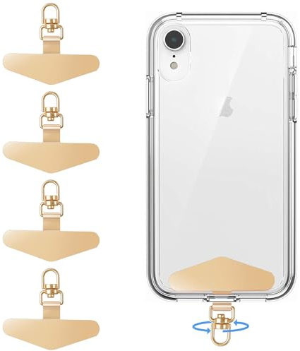xiaoxiaozhijia 4er Pack 0.3mm Handykette Universalpads,Handykette Halterung mit 360°Drehgelenk,Edelstahl Handy-Grip für alle Hüllen (Gold)