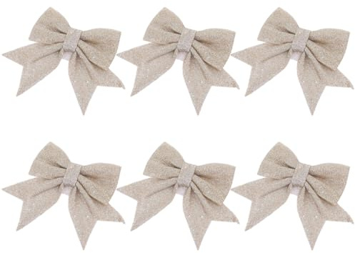 Hemobllo Schleifen Weihnachtsbaum, 6 Stück Weihnachtsbaumschleifen, Glitzer Band Weihnachtskranz Bogen Christbaumanhänger Weihnachtsbaumschmuck für Weihnachten Urlaub Hochzeit Deko