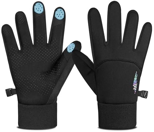 rivmount Kids Warm Winter Gloves Touchscreen Water-Resistant Cycling Running Skiing in Outdoor Cold Weather for Boy Girl Black S