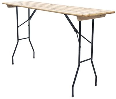 EME Mesa Plegable de cervecería de 200cm x 60cm x 113cm Tablero de Madera Pino de 24 mm de Grosor y Estructura de Acero - Mesa cervecera fácil Plegado y Transporte