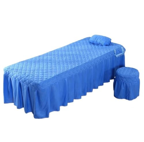 1 st massagestängsskydd örngott för skönhetssalongbord sängkjol hudvänlig massage spa sängskydd med hål (enblå, 60 x 180 sängkappa)