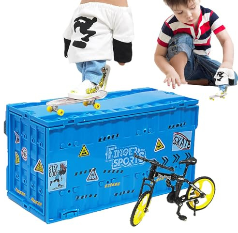 Fingerboard Skate Park Kit – Stunt Deck, piccoli attrezzi a rampa, set di giocattoli regolabili | piattaforma compatta per giochi di allenamento per ragazze, bambini, adolescenti, adulti, tavolo