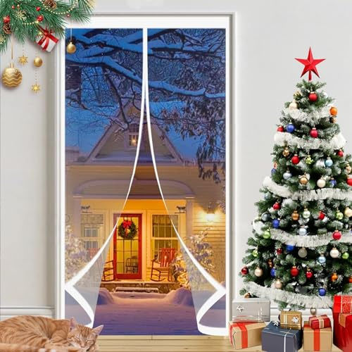 Rideau de Porte à Isolation Thermique 146 x 130 cm Anti Froid et Chaleur Vent Isolation Phonique Imperméable Moustiquaire Porte Rideau pour Cuisine et Salon de, A