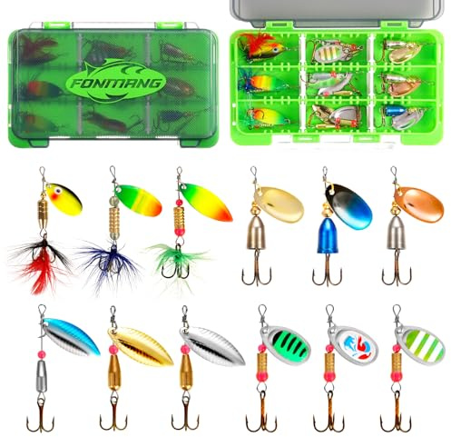 FONMANG Fishing Lure Spinners, 12pcs Spinner baits for Freshwater and Saltwater,2026 New Trout Fishing Lures Also for Bass Crappie Salmon Walleye