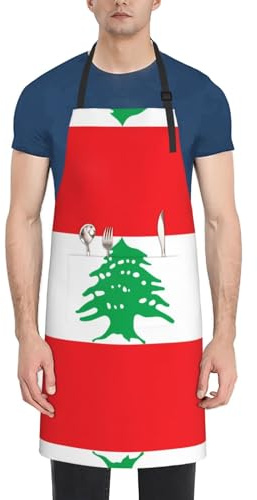 ZQYTGFDC Delantal impermeable resistente con bolsillos para adultos, diseño de la bandera del Líbano, para asar, jardinería, pintura
