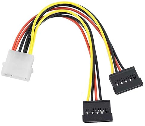 NEORTX Cable adaptador Molex de 4 pines a doble SATA Power Y-Splitter, IDE macho a hembra de 15 pines, cable de extensión de disco duro Serial ATA de cobre