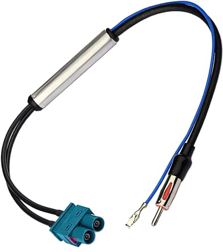 InYoHui Antennenverstärker Doppel-Fakra auf DIN, 12V, für VAG | Signalverstärker für Autoradio FM/AM. Phantomeinspeisung, rauschfreier Empfang. Kompatibel mit VAG Fahrzeugen.