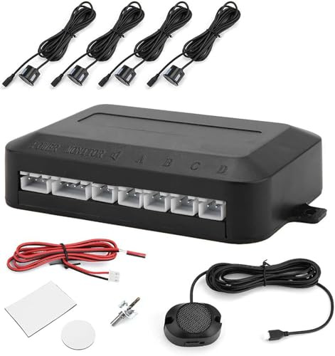 Tiiyee Système de radar de recul de voiture, 4 capteurs de stationnement avec affichage LCD, avertissement de distance, assistant de sécurité à ultrasons étanche pour véhicule, camion, SUV, pare-chocs